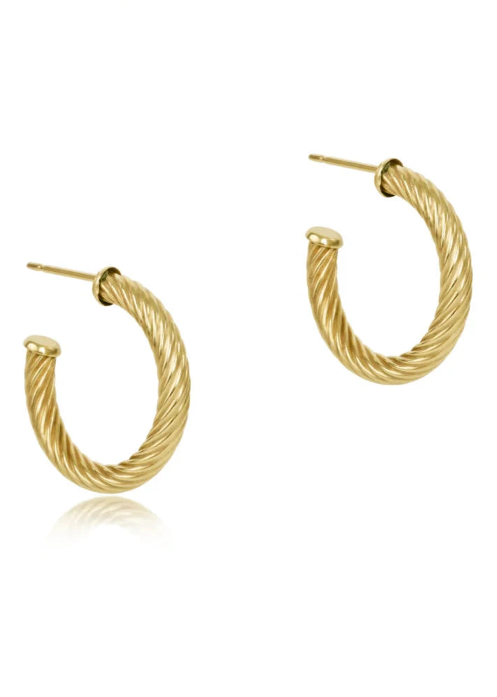 enewton Designs Round Gold 1.125" Post Hoop Earrings-4mm Textured Twist
