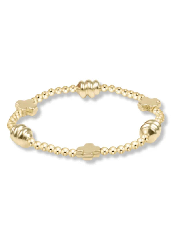 enewton Design Signature Cross Admire Gold Pattern 3mm Bead Bracelet - Gold
