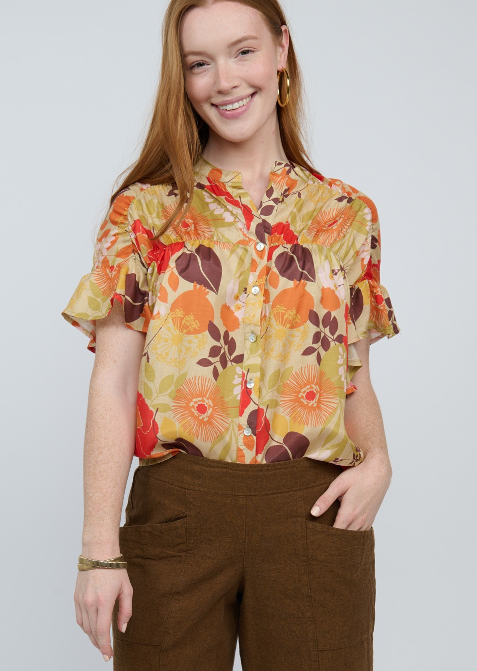 Ivy Jane Ruffle Sleeve Floral Top