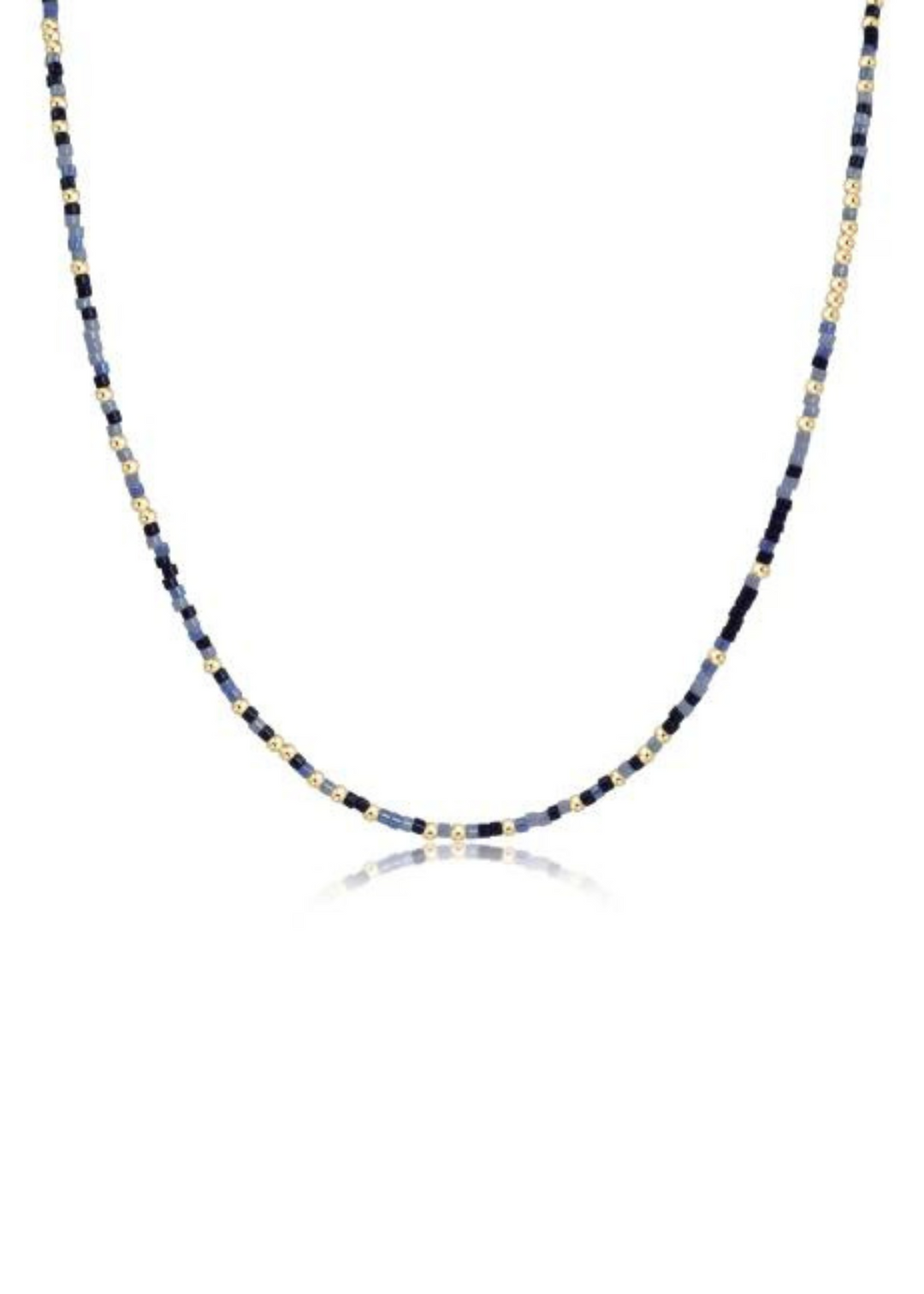 15-inch enewton design Hope Unwritten Choker Necklace in blue with gold accents, perfect for adding a touch of elegance to any outfit.