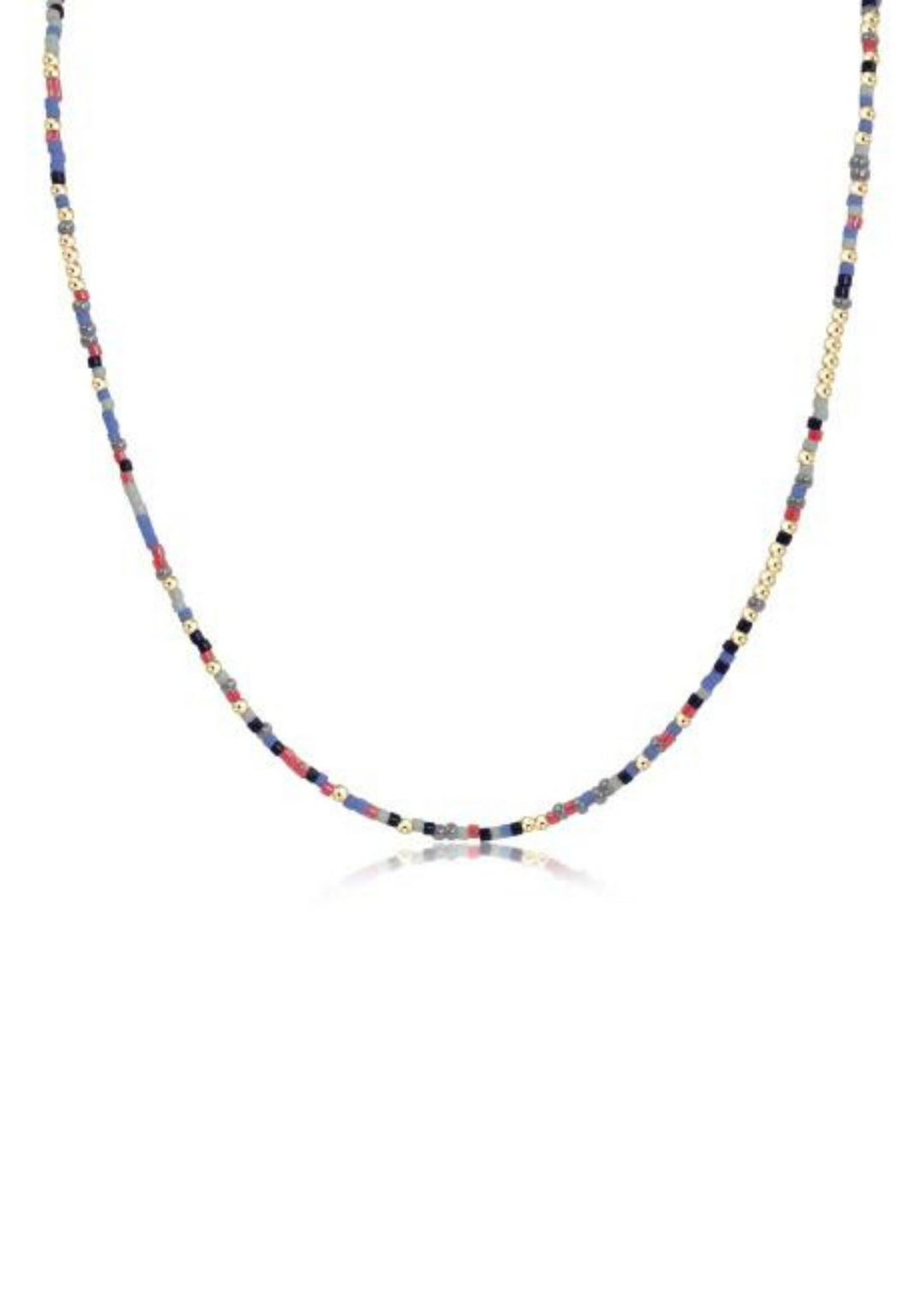 enewton design Hope Unwritten Choker Necklace in "Holy Crab," featuring colorful beads in shades of blue, pink, and purple with gold accents