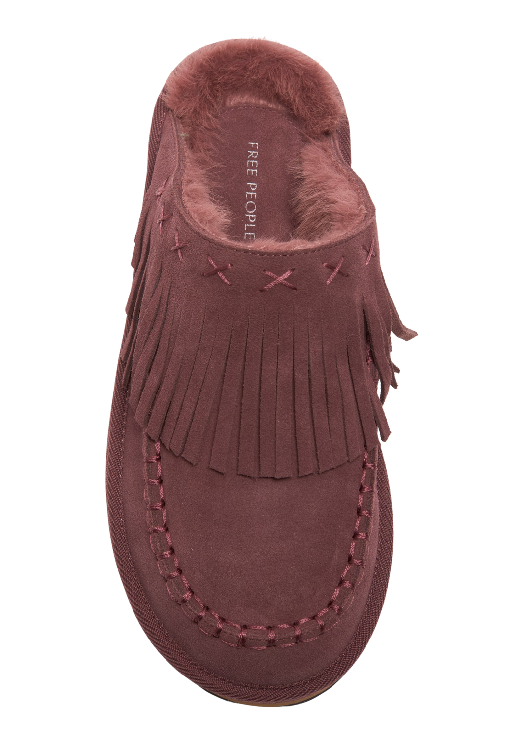 Free People Fallon Fringe Mule- Deep Mahogany