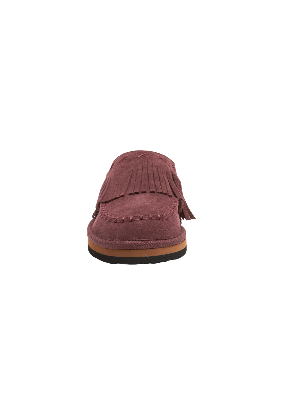 Free People Fallon Fringe Mule- Deep Mahogany