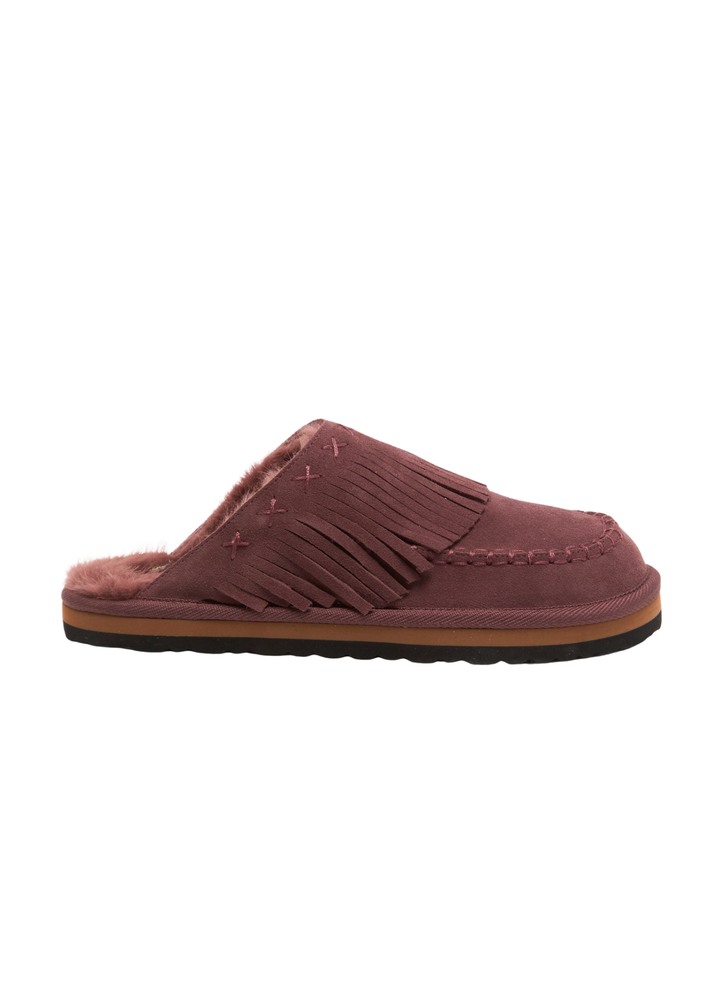 Free People Fallon Fringe Mule- Deep Mahogany