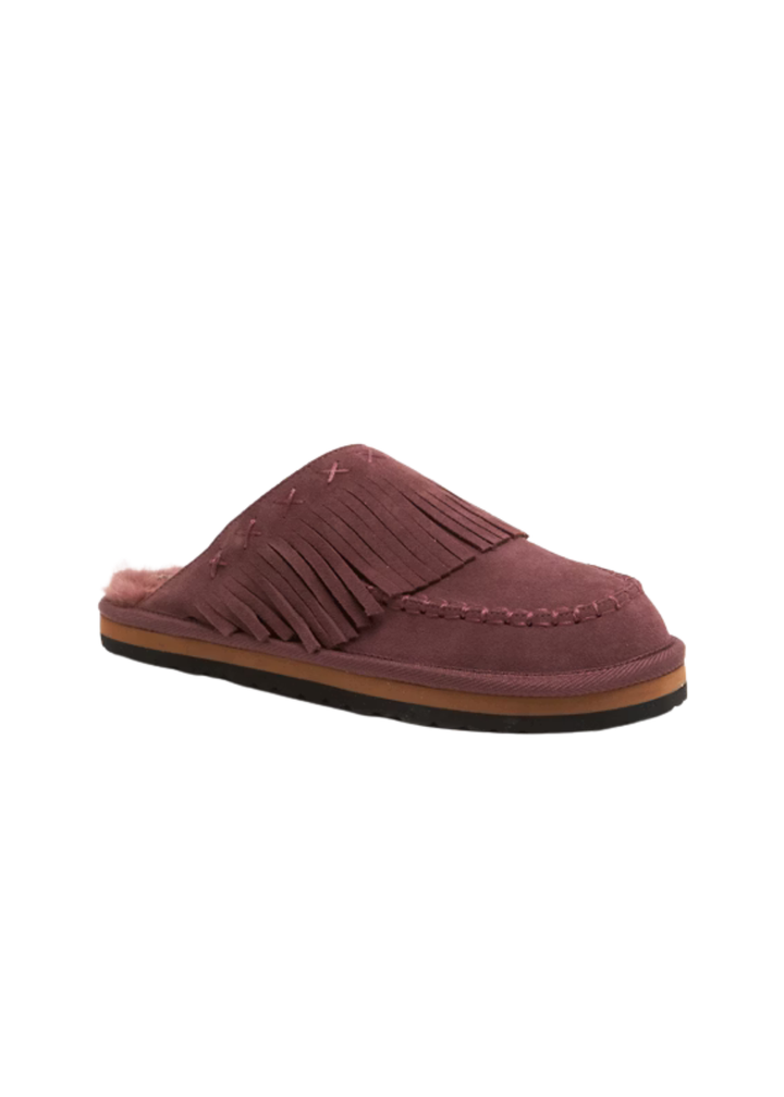 Free People Fallon Fringe Mule- Deep Mahogany