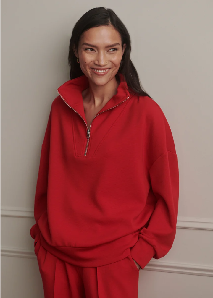Varley Hawley Half Zip Sweat - Red Marl