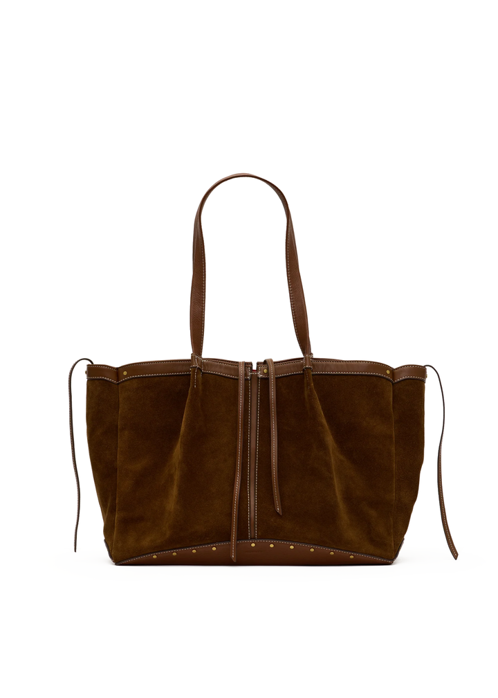 Hammitt Meryl Carryall Handbag - Cinnamon Suede/Antique Gold