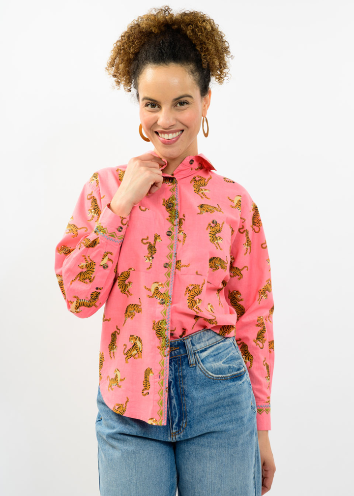 Ivy Jane Tiger Print Button Down