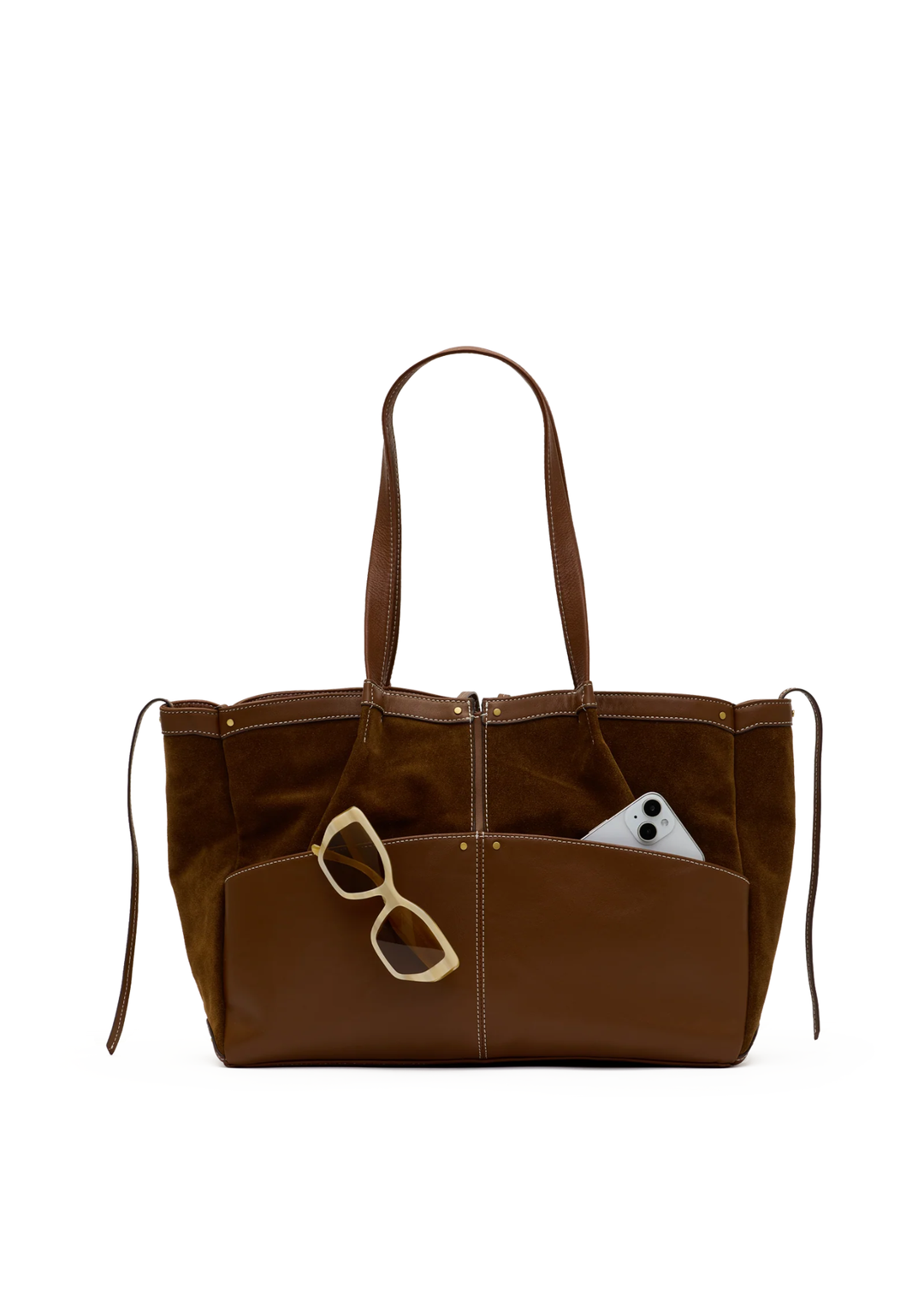 Hammitt Meryl Carryall Handbag - Cinnamon Suede/Antique Gold