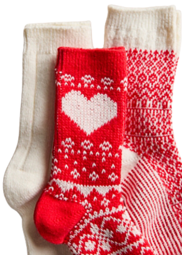 Free People Nordic Knit Sock Pack - Red Combo
