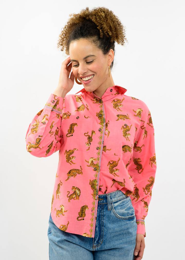 Ivy Jane Tiger Print Button Down