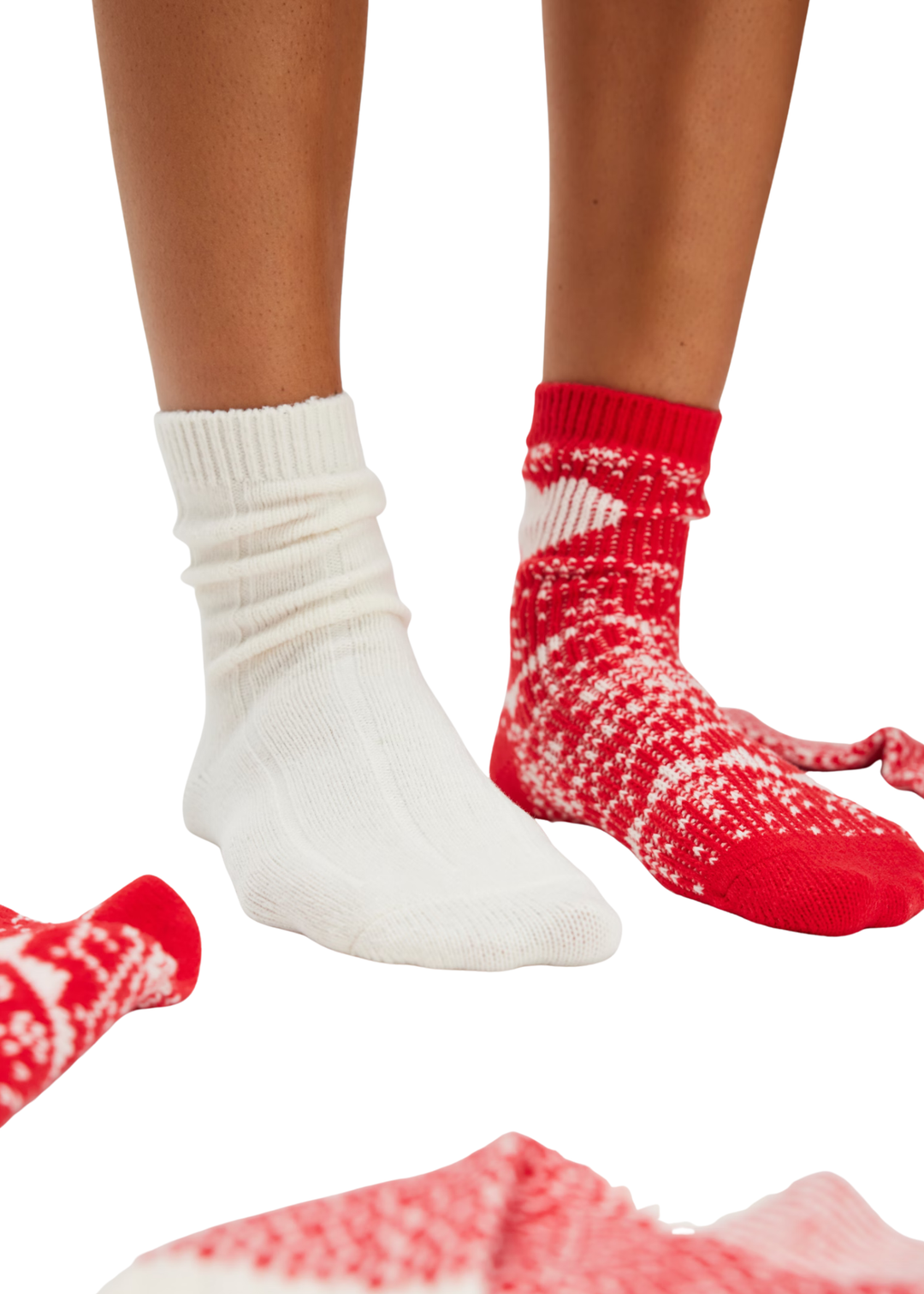 Free People Nordic Knit Sock Pack - Red Combo