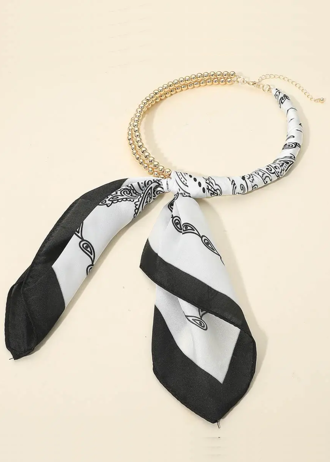 Scarf Double Bubble Chain Necklace: Black, White