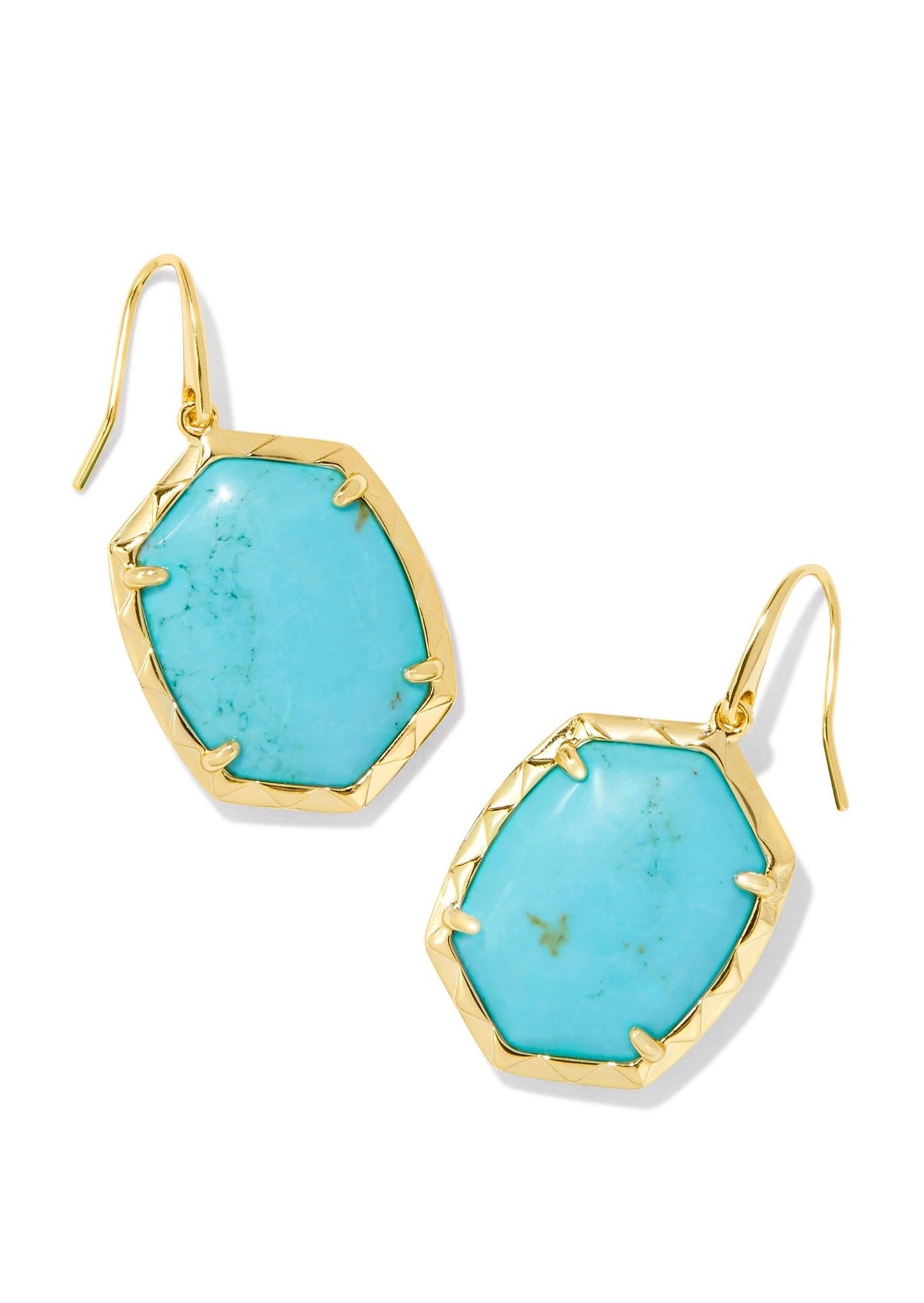 Daphne Drop Earrings - Gold/Variegated Turquoise Magnesite