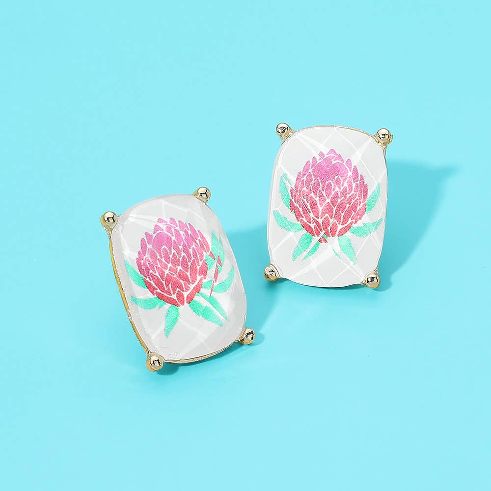 Rectangular Mahjong Tile Cluster Stud Earrings - 2