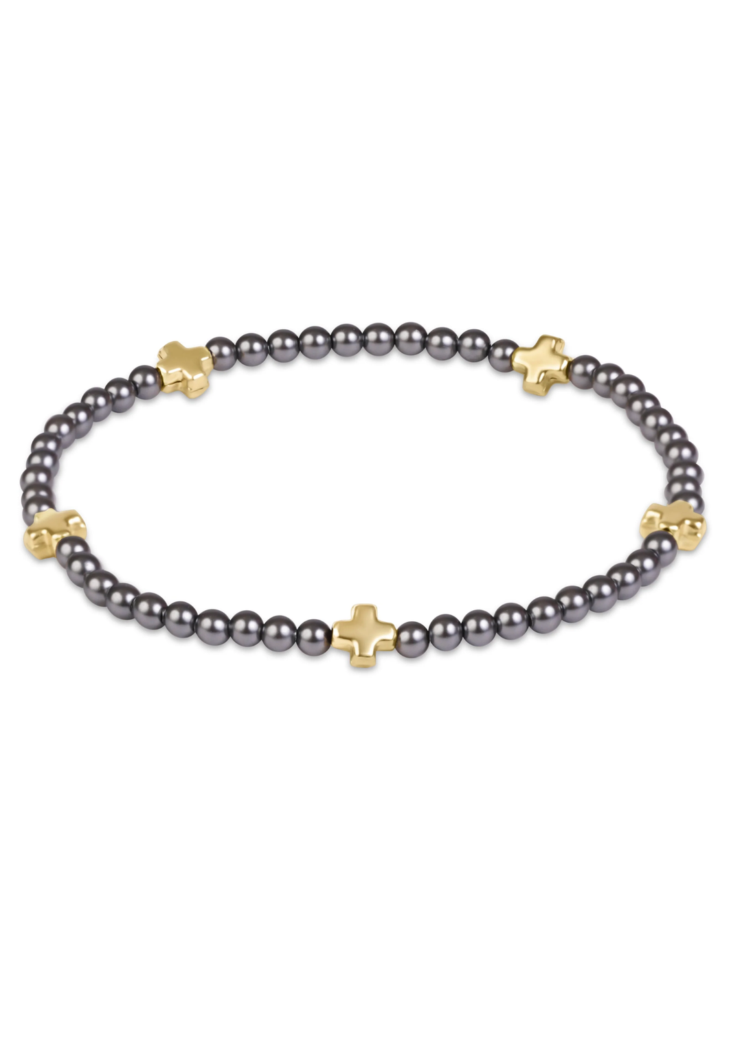 enewton Designs Signature Cross Small 3mm Pearl Dark Grey Bracelet