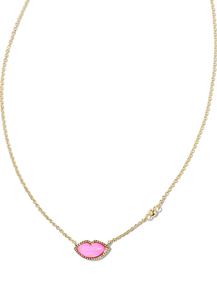 Kendra Scott Lips Pendant Necklace - Gold/Hot Pink Mother of Pearl