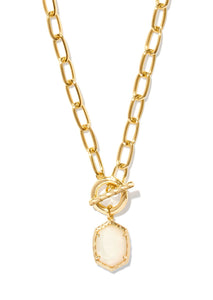 Daphne Link and Chain Necklace - Gold/Ivory Mother of Pearl