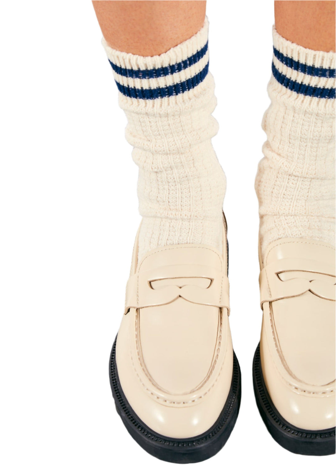 Free People Jackson Cozy Stripe Socks - Classic Navy