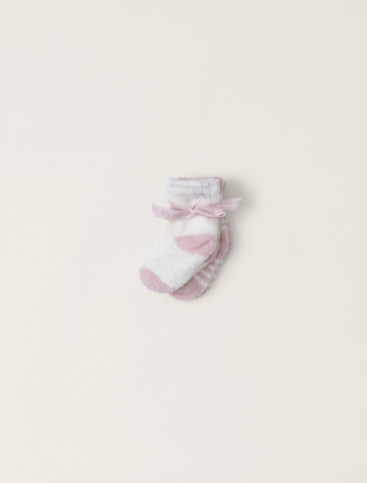 Barefoot Dreams CozyChic Lite 2 Pair Baby Heart Sock Set - Pink Peonie/Pearl