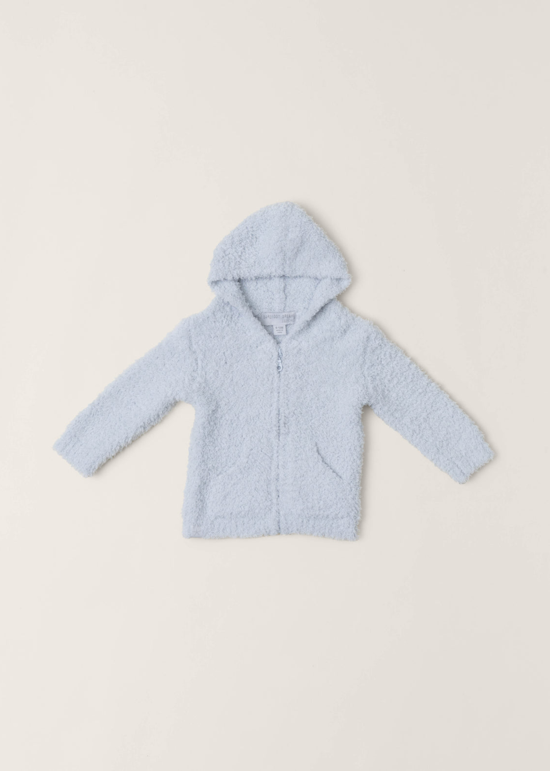 Blue baby hoodie on a grey background