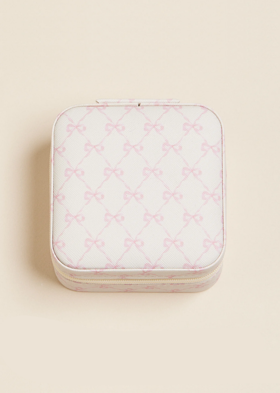 Bow Monogram Print Travel Jewelry Box - Ivory