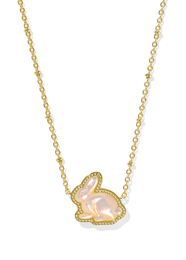 Kendra Scott Bunny Short Pendant Necklace in Gold/ Taupe Mother of Pearl