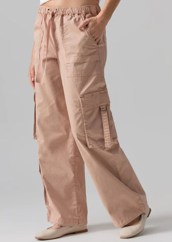 dusty pink mid rise baggy wide leg cargo pants