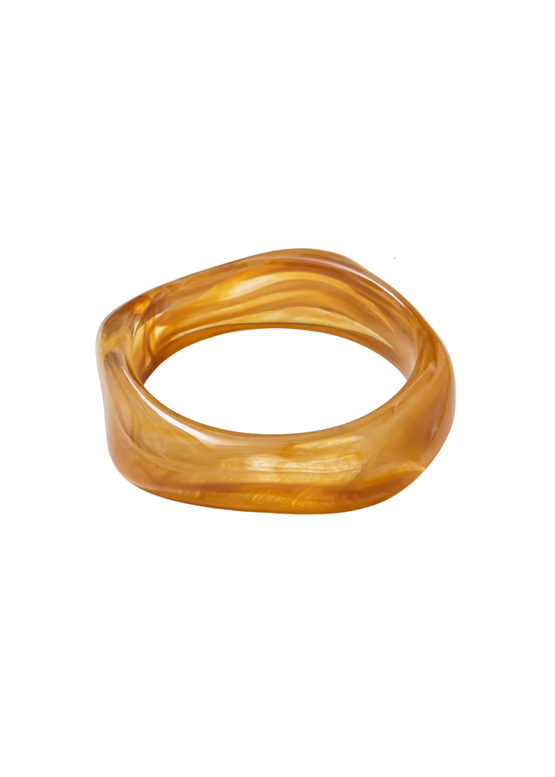 Brown geometric shaped bangle bracelet on a white background