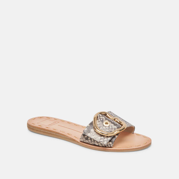 Dolce Vita Danna Sandals in Black/White Embossed Leather