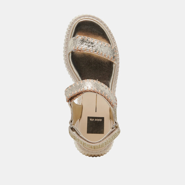 Dolce Vita Debra Sandals in Platinum Distressed Leather
