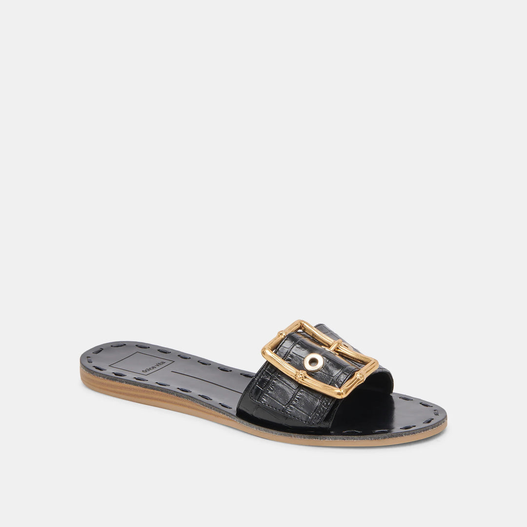 Dolce Vita Dasa Sandals in Noir Embossed Leather