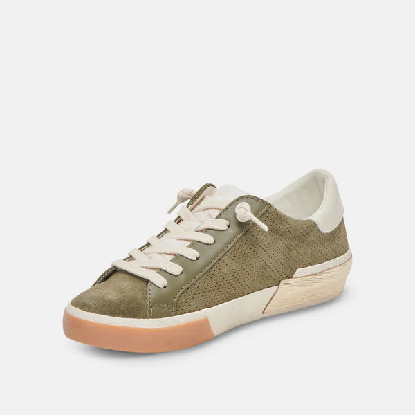 Dolce Vita Zina Sneakers in Moss Perforated Suede