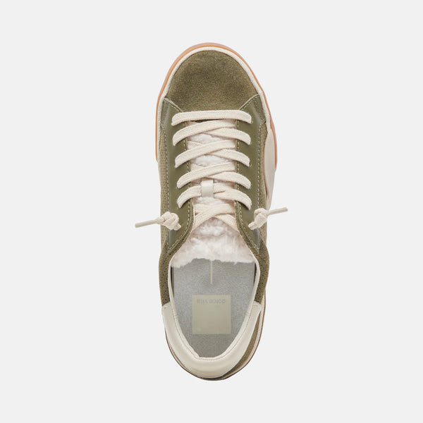 Zina Sneakers in Moss Perforated Suede