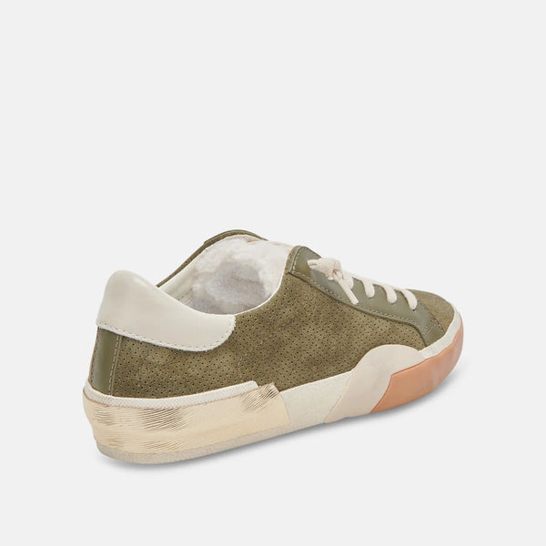 Zina Sneakers in Moss Perforated Suede
