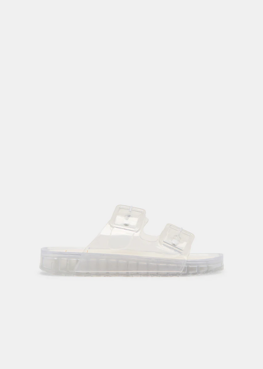 Dolce Vita clear two strap Birkenstock style sandals