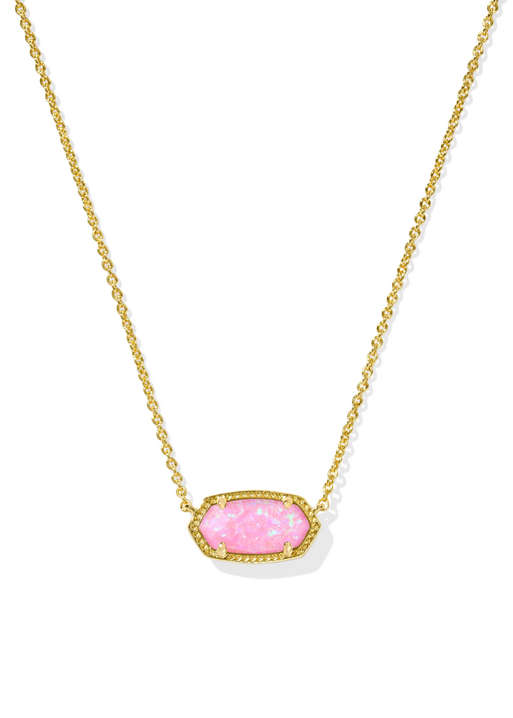 Kendra Scott Elisa Short Pendant Necklace in Gold/Carnation Kyocera Opal