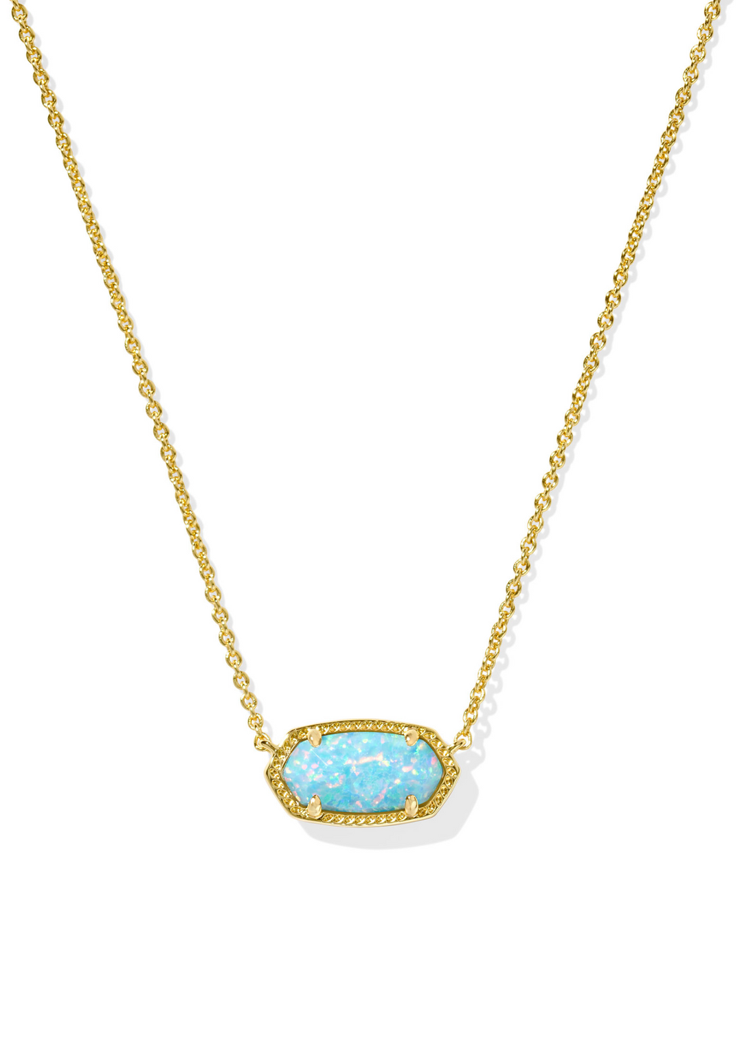 Kendra Scott Elisa Pendant Necklace in Gold/Light Teal Kyocera Opal