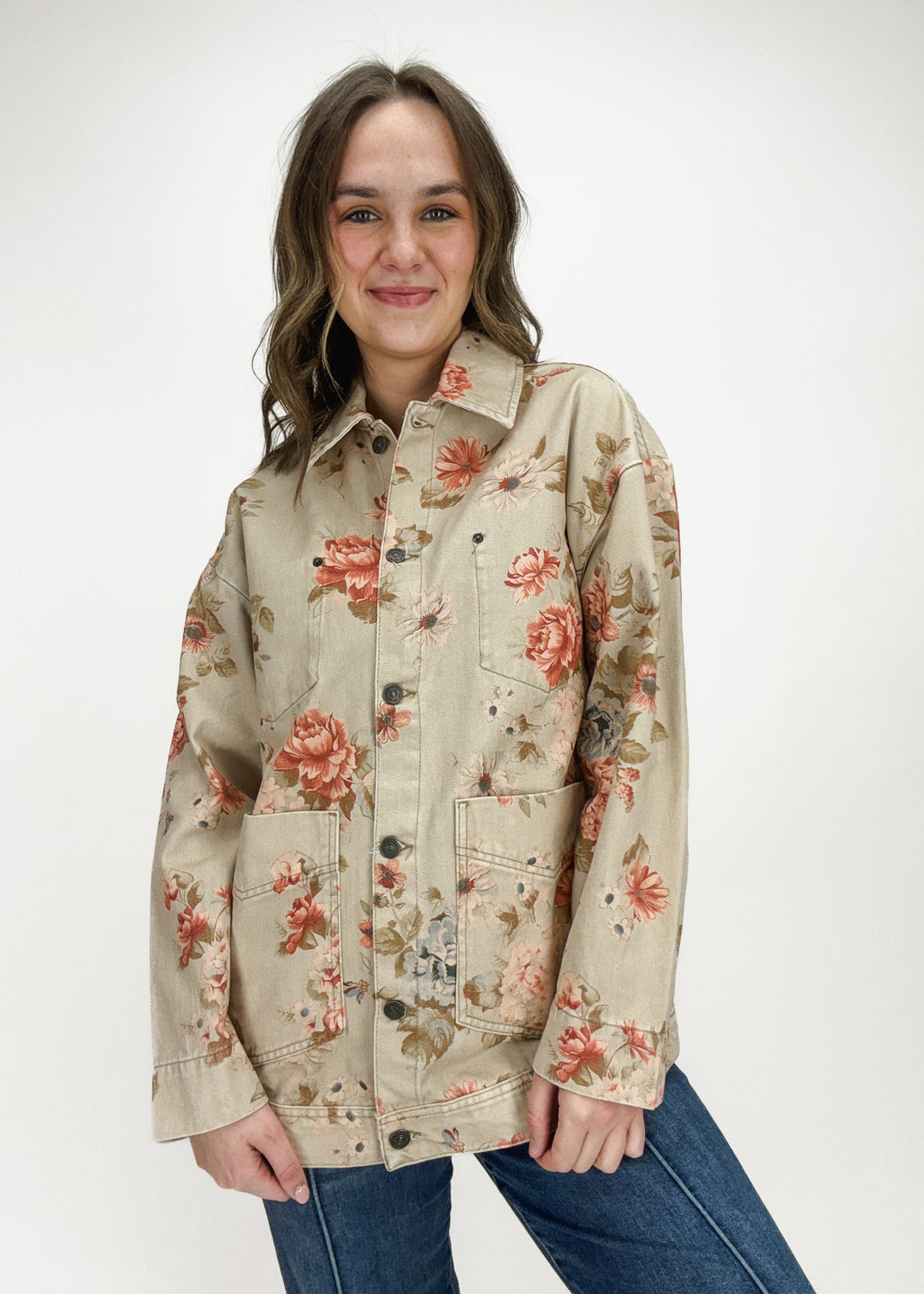 Free People Avery Denim Print Jacket