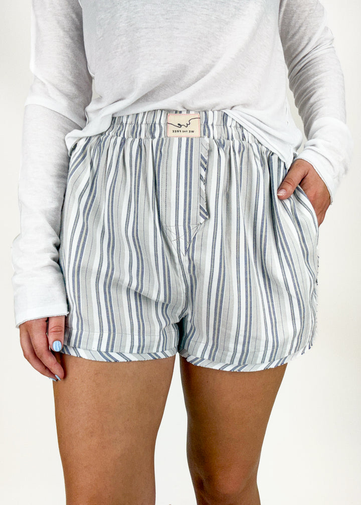Free People Day to Day Flannel Boxer Shorts - Grey Combo