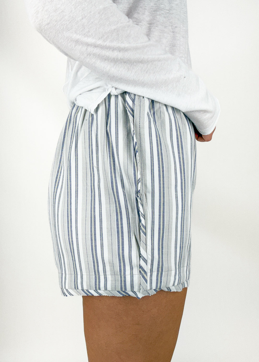 Free People Day to Day Flannel Boxer Shorts - Grey Combo