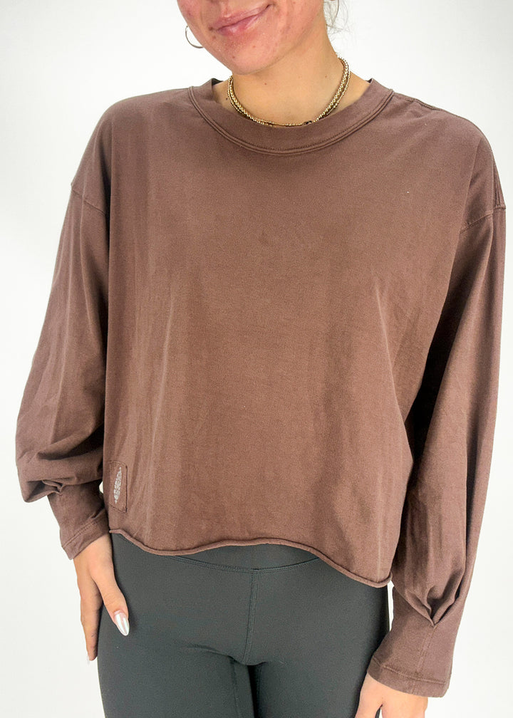 dark brown long sleeve boxy tee shirt