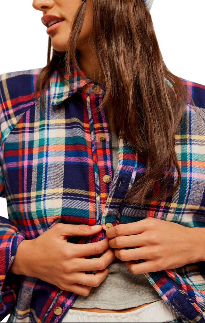 Free People Girl Meets Boy Plaid Shirt