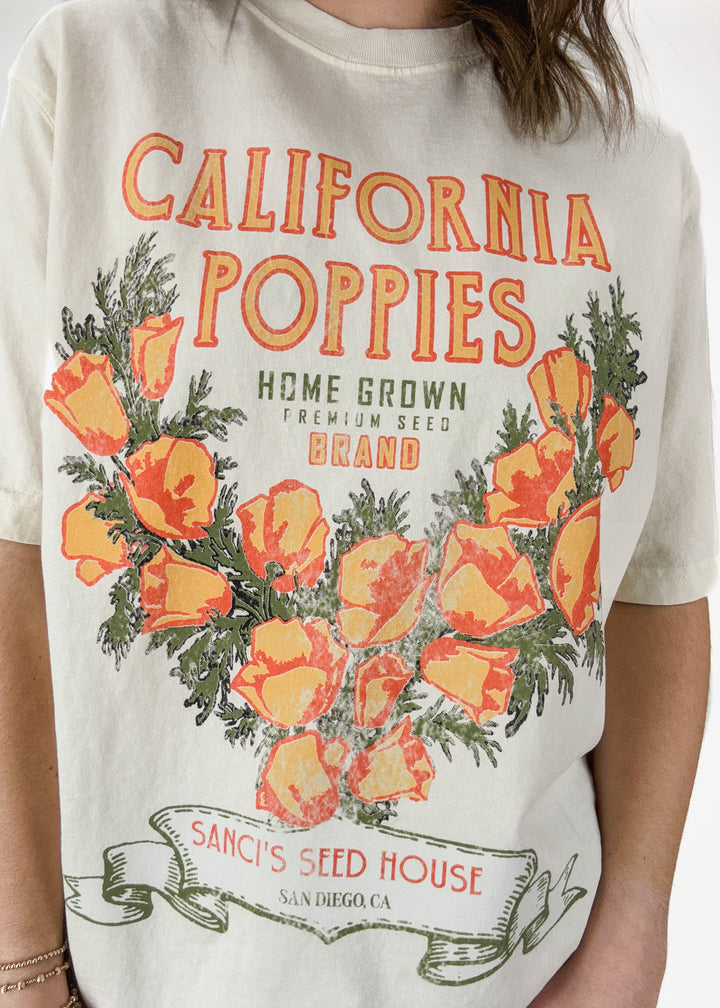 Free People Harvest Vintage Wash Tee - California Poppies