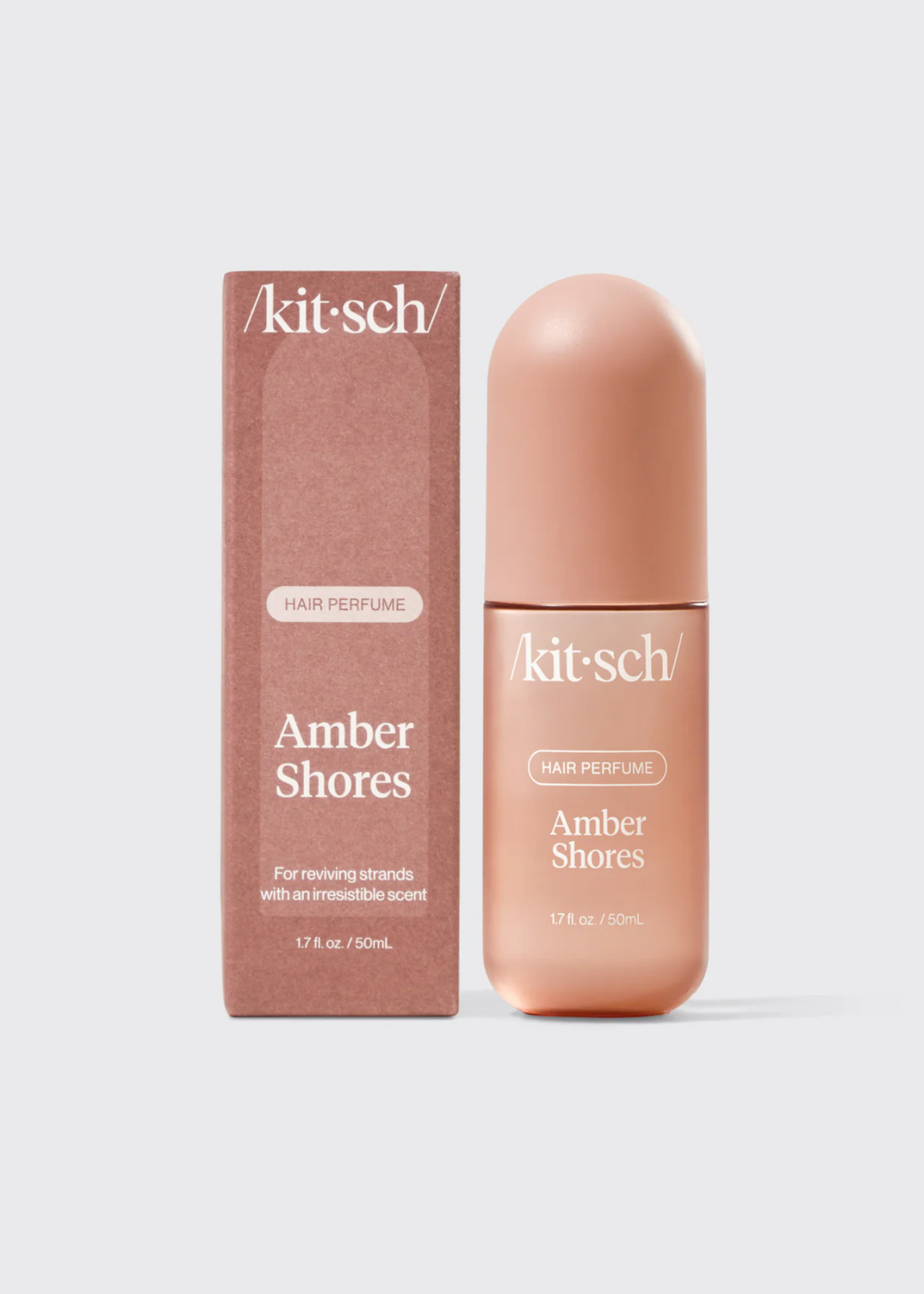 Kitsch Amber Shores Hair Perfume bottle and packaging on a white background