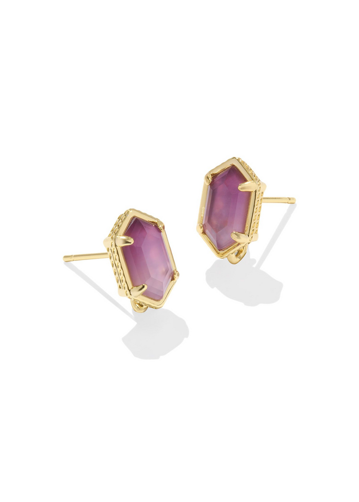 Kendra Scott Hallie Convertible Drop Earrings - Gold/Purple Watercolor Illusion