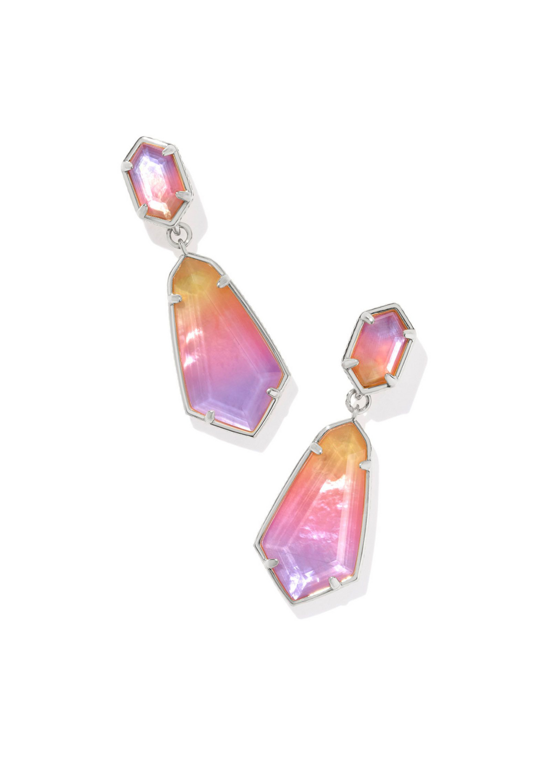 Kendra Scott Hallie Convertible Drop Earrings in Rhodium/Sunrise Watercolor Illusion