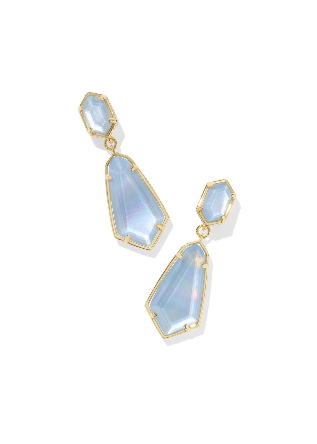 Kendra Scott Hallie Convertible Drop Earrings in Gold/Sky Blue Mother of Pearl