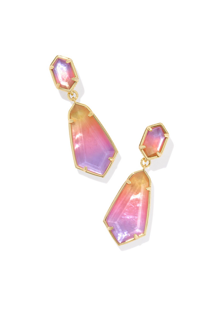 Kendra Scott Hallie Convertible Drop Earrings in Gold/Sunrise Watercolor Illusion