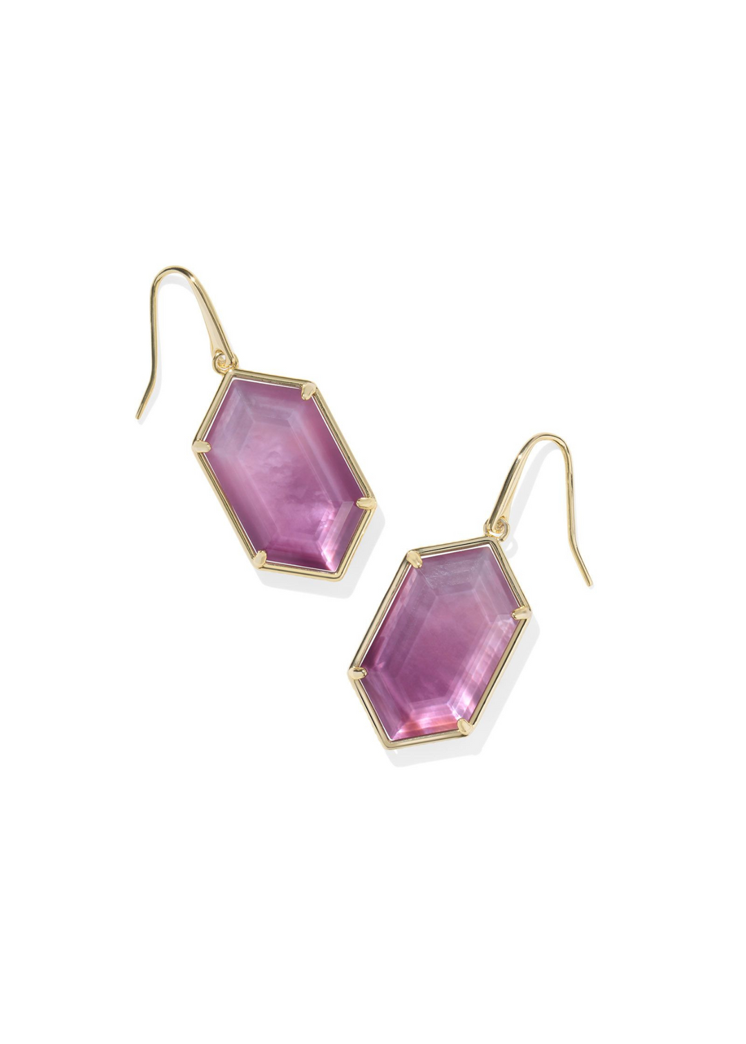 Kendra Scott Hallie Drop Earrings in Gold/Purple Watercolor Illusion